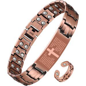 2X Copper Magnetic Bracelet for Men – Adjustable Cross Jewelry Gift, 4000 Gauss